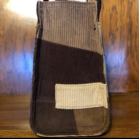 NWT-Coach-Repurposed Corduroy-Cargo Tote Bag-Maple Color-Patchwork Designs - Picture 7 of 16